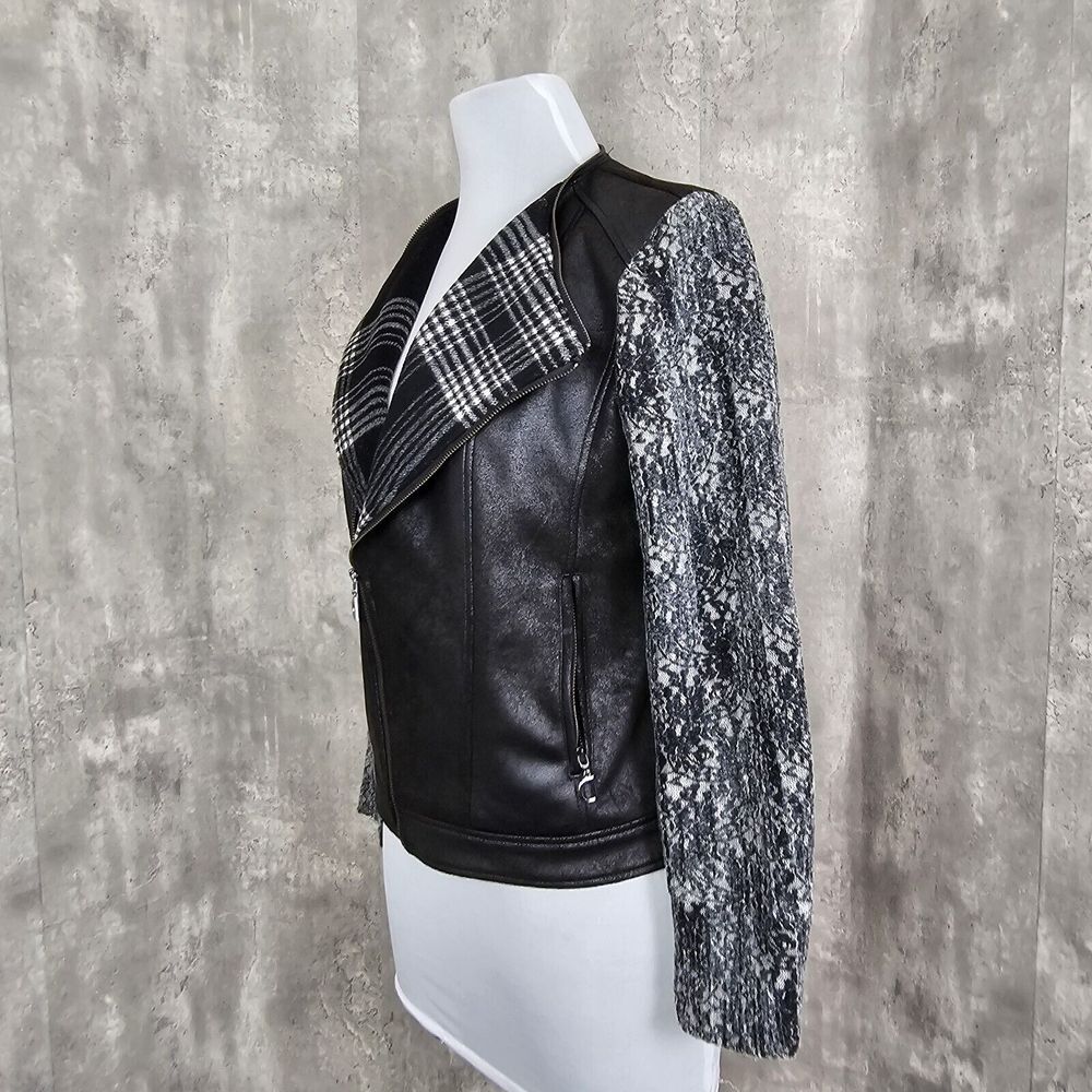 Desigual Womens 42 US10 Pakaian Jadi Wanita Faux Leather‎ Distressed Moto Jacket - Picture 4 of 11